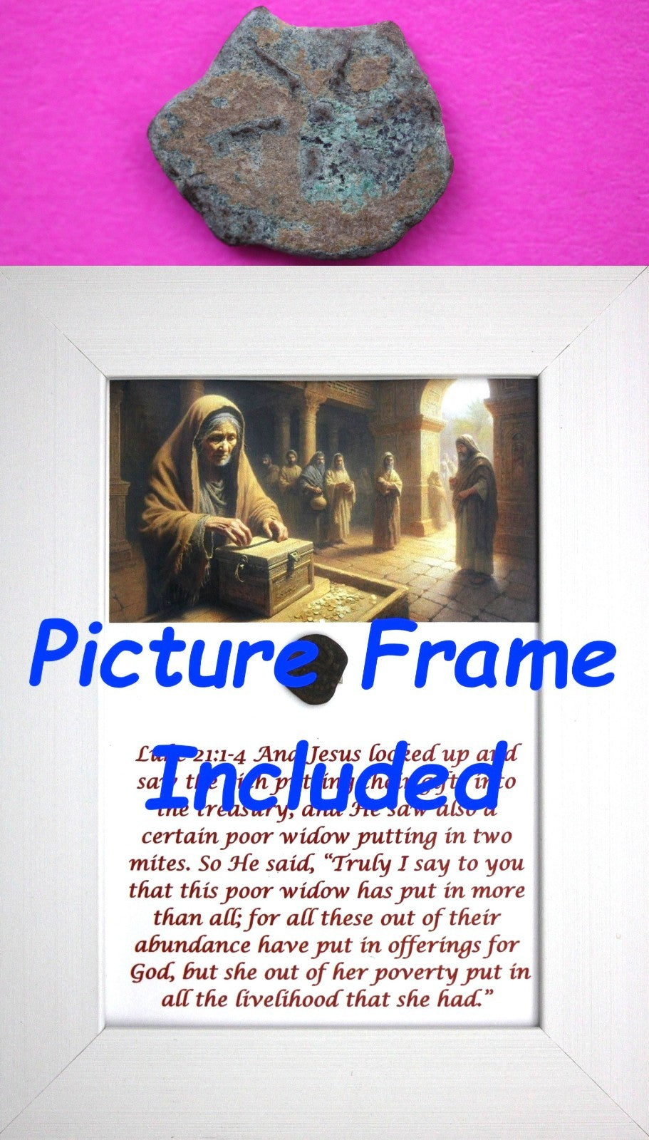 Widows Mite Coin Holy Land Artifact Free Display Frame Jesus Christ Lifetime 69