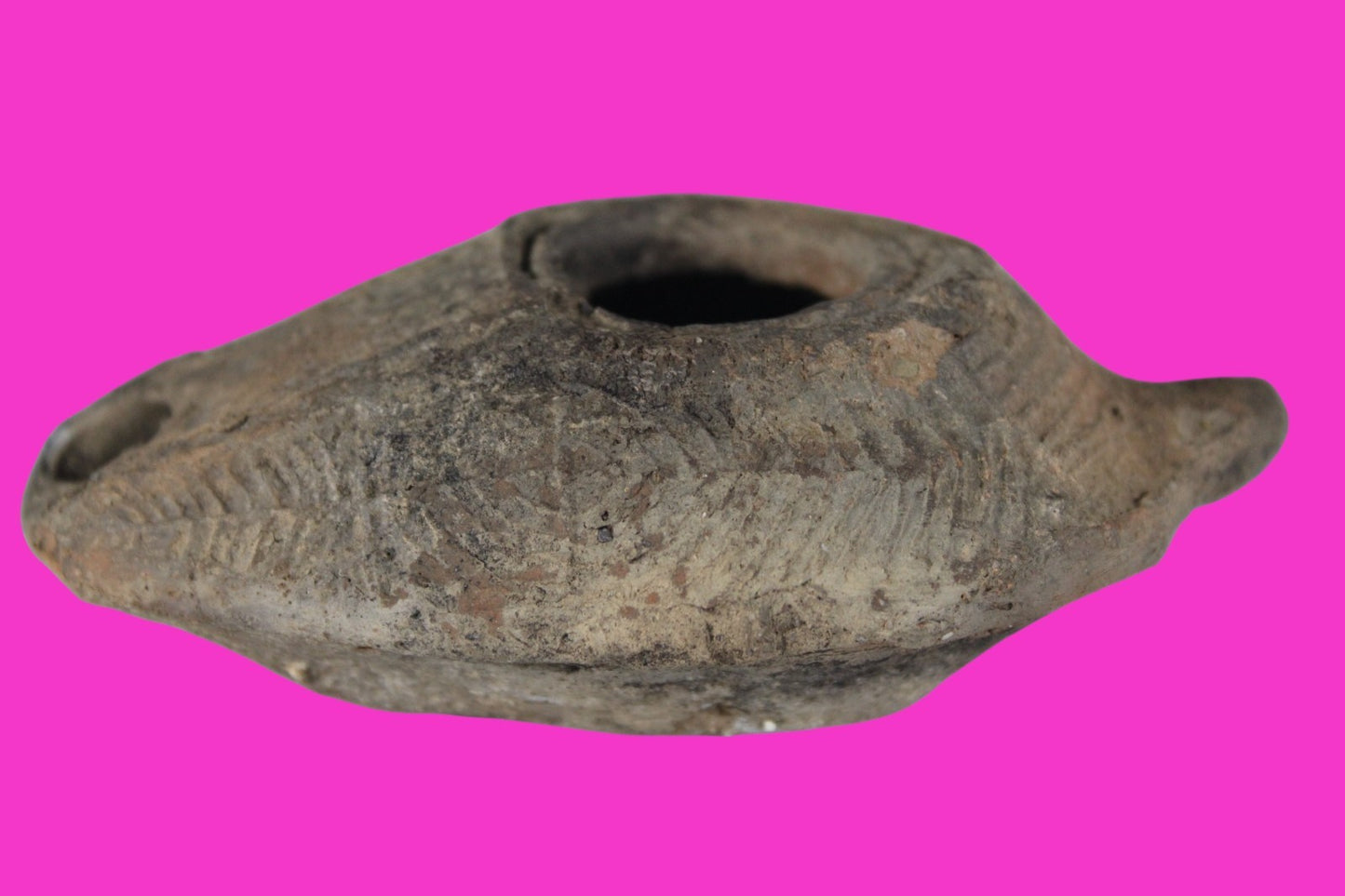 Ancient Holy Land Oil Lamp Artifact 2 Hidden Christian Crosses 300-600AD COA 100