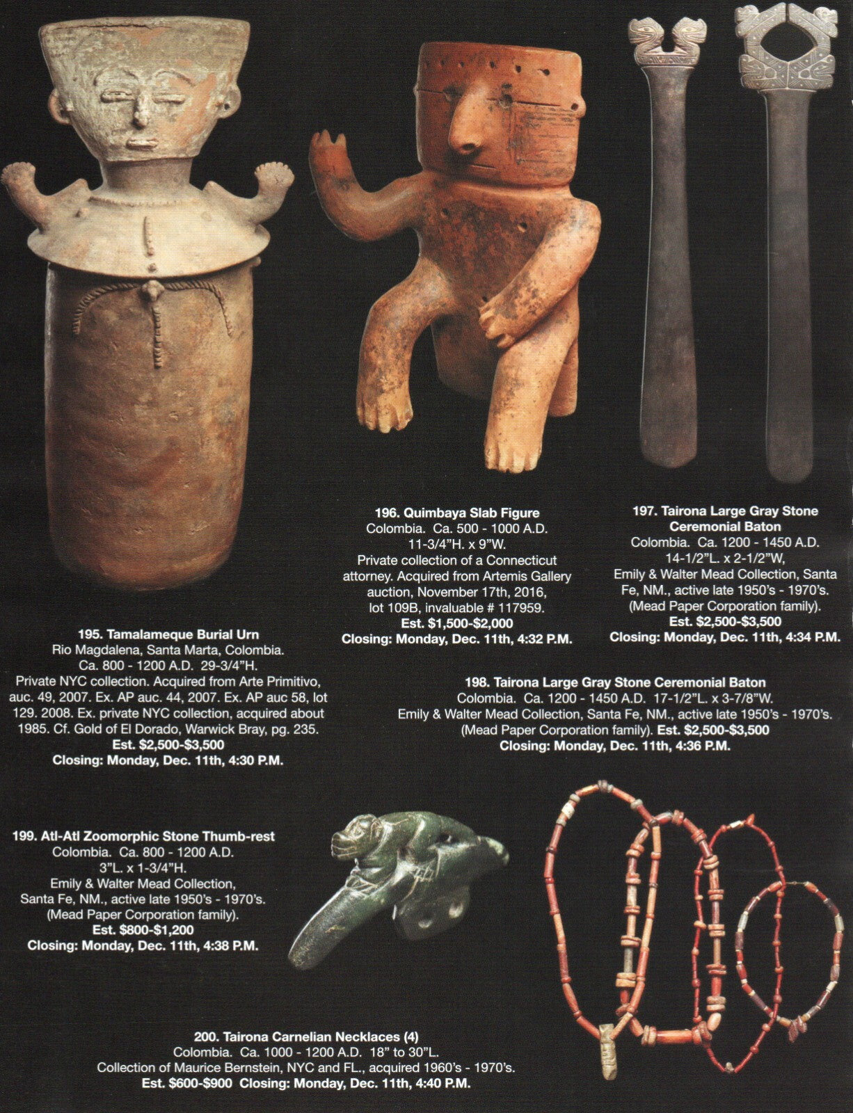 Pre Columbian Artifacts Price & Value Guide Arte Primitivo Auction Catalog 112