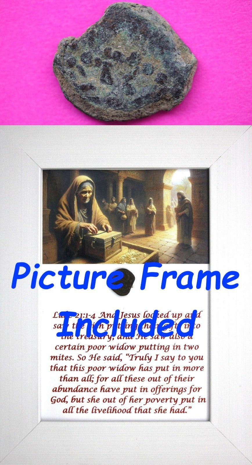 Widows Mite Coin Holy Land Artifact Free Display Frame Jesus Christ Lifetime 188
