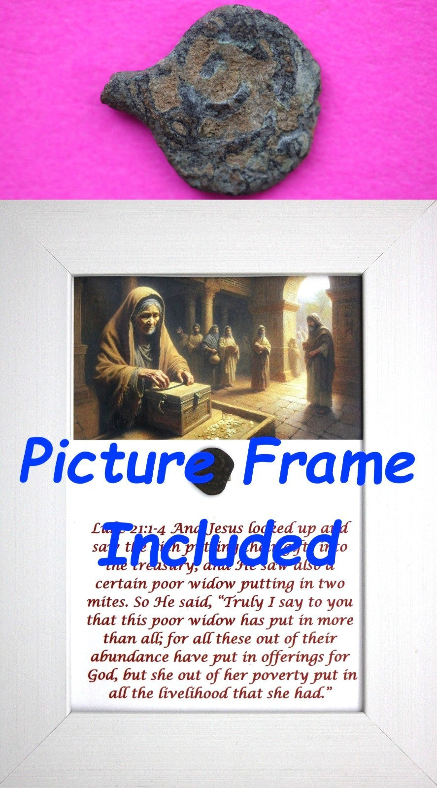 Widows Mite Coin Holy Land Artifact Free Display Frame Jesus Christ Lifetime 53