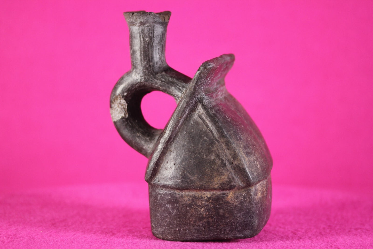 Pre Columbian Authentic Artifact House Stirrup Vessel Moche Peru COA J66