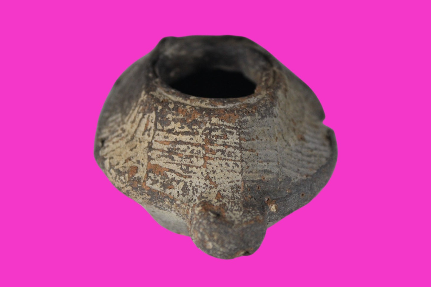 Ancient Holy Land Oil Lamp Artifact 2 Hidden Christian Crosses 300-600 AD COA 88