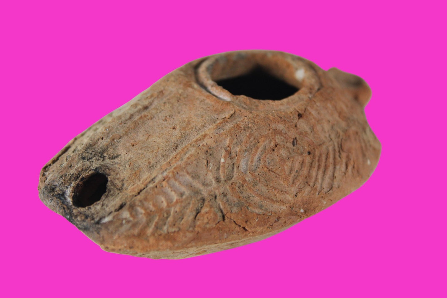 Oil Lamp Holy Land Ancient Artifact Jesus Christ Home Israel 300-600 AD COA 114
