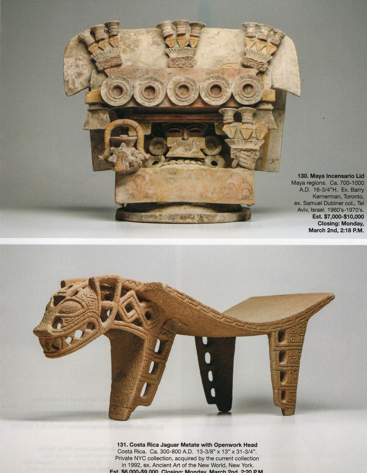 Pre Columbian Artifacts Price & Value Guide Arte Primitivo Auction Catalog #97