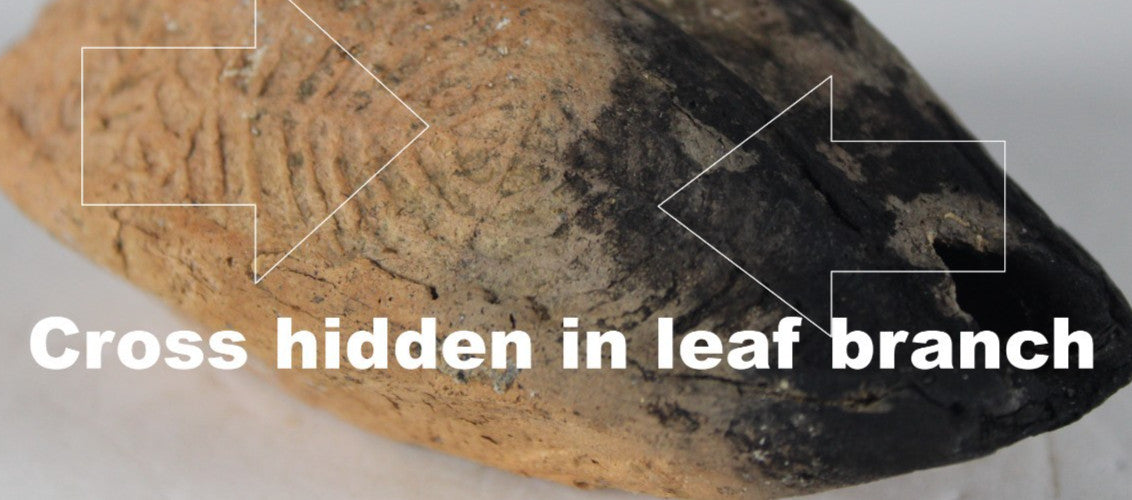 Ancient Holy Land Oil Lamp Artifact 2 Hidden Christian Crosses 300-600AD COA 135