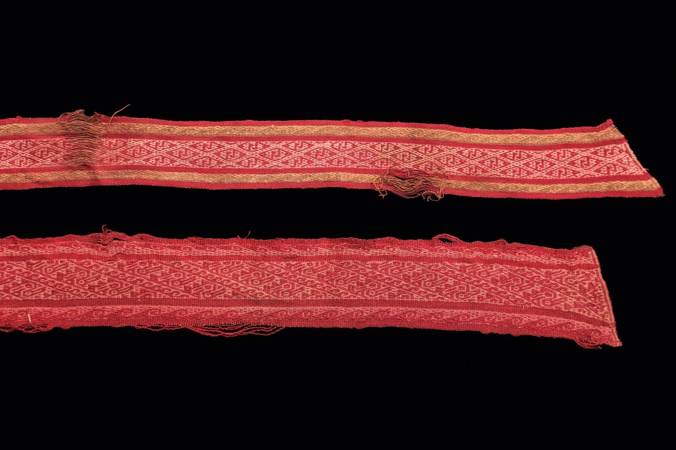 Pre Columbian Artifacts 2 Long Textile Borders Chancay Peru 1000-1250 AD COA 276