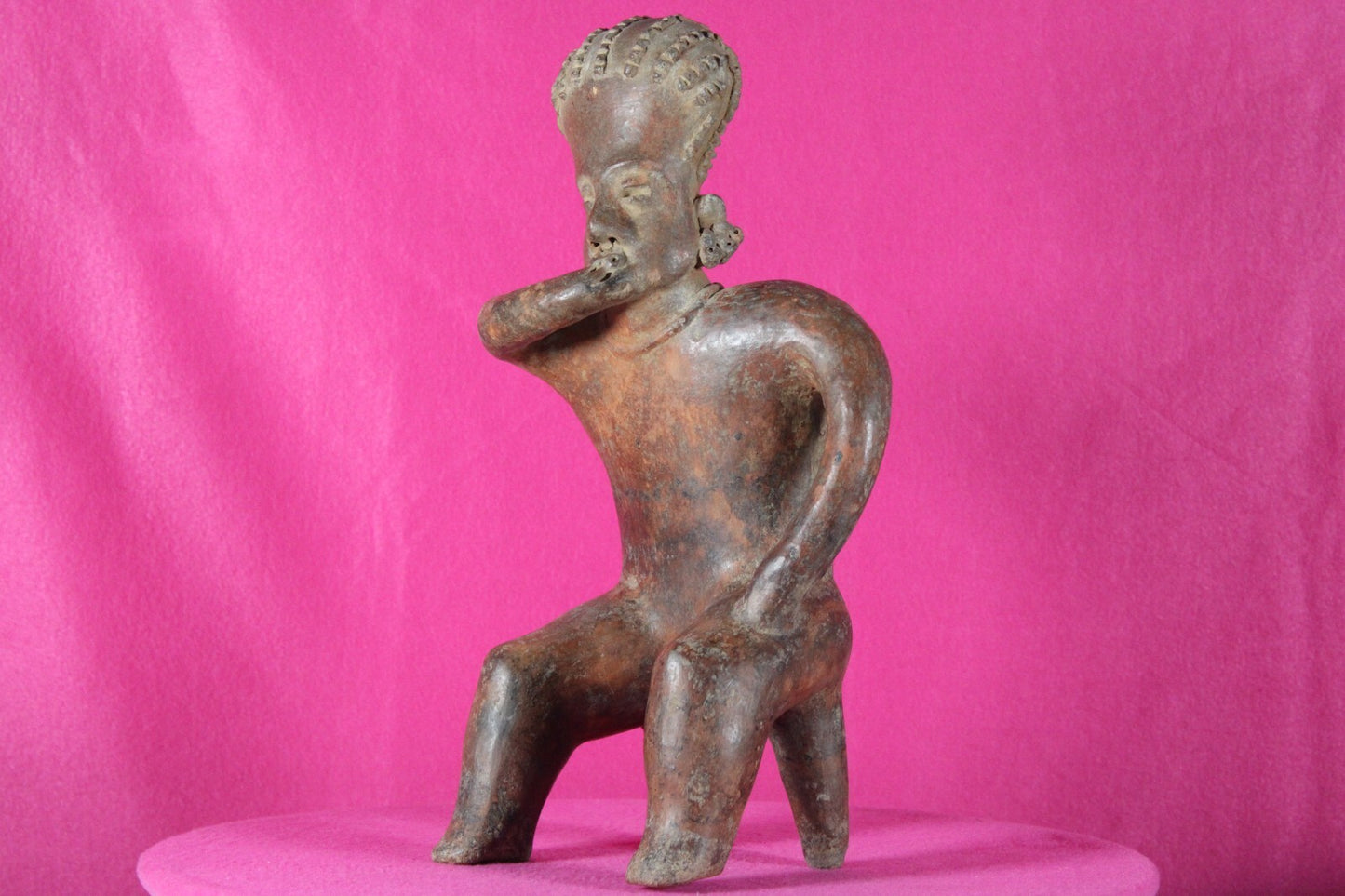 Authentic Pre Columbian Artifact Seated Man Nayarit Mexico Arte Primitivo T101