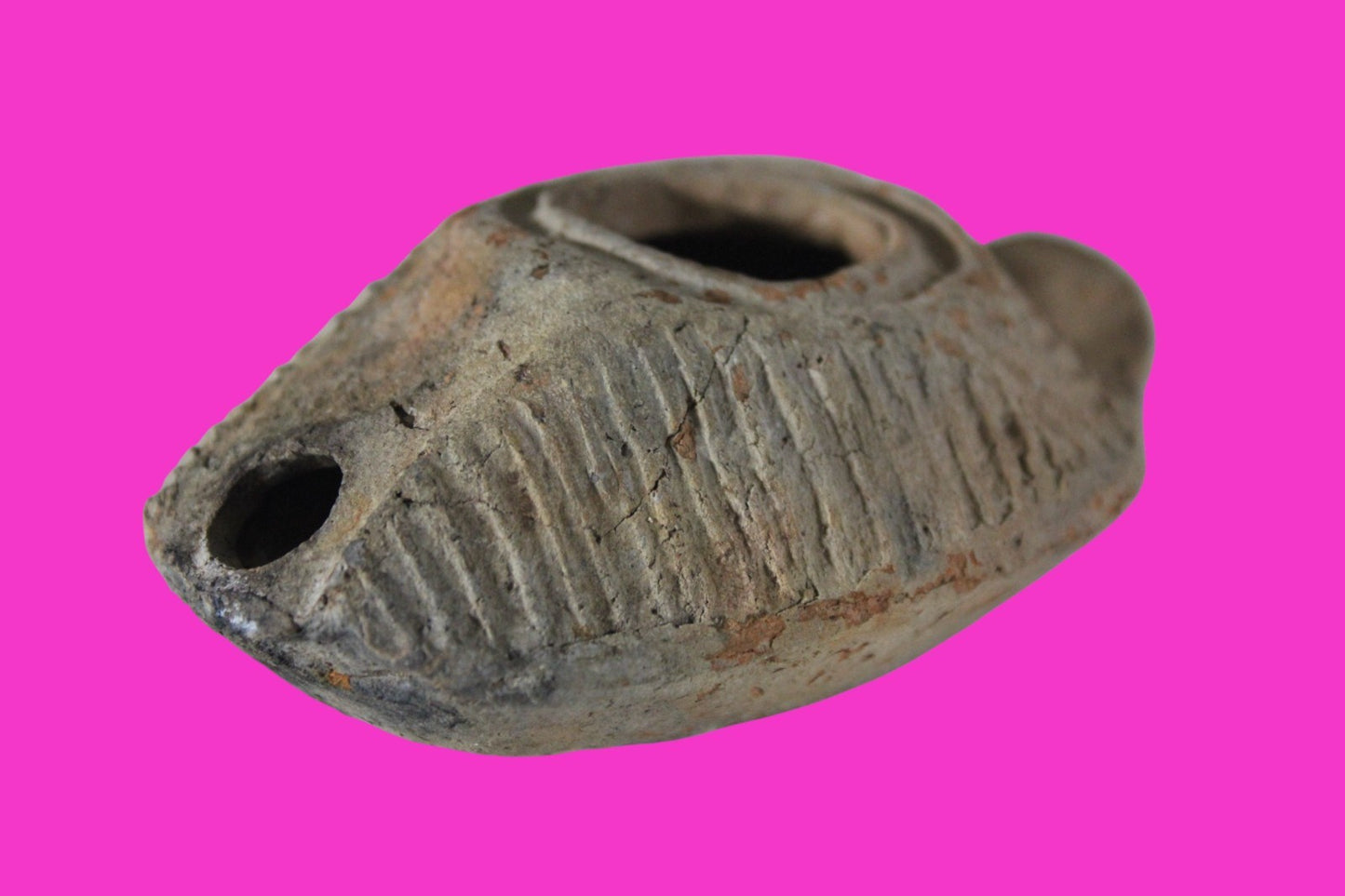 Oil Lamp Holy Land Ancient Artifact Jesus Christ Home Israel 300-600 AD COA 70