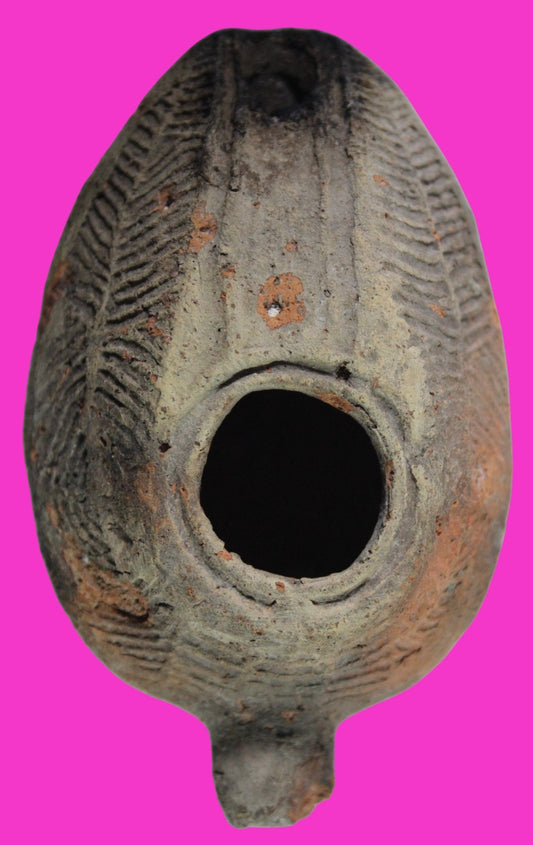 Oil Lamp Holy Land Ancient Artifact Jesus Christ Home Israel 300-600 AD COA 72