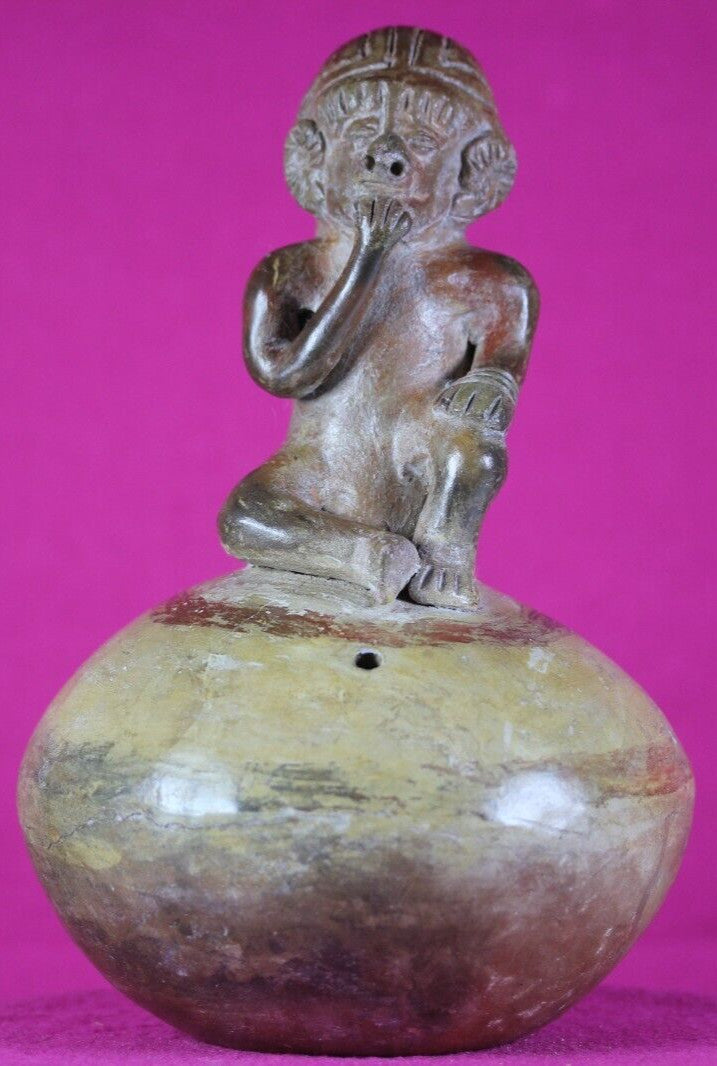 Authentic Pre Columbian Artifact Vicus Figure Jar Pottery 250 BC-600 AD COA J15