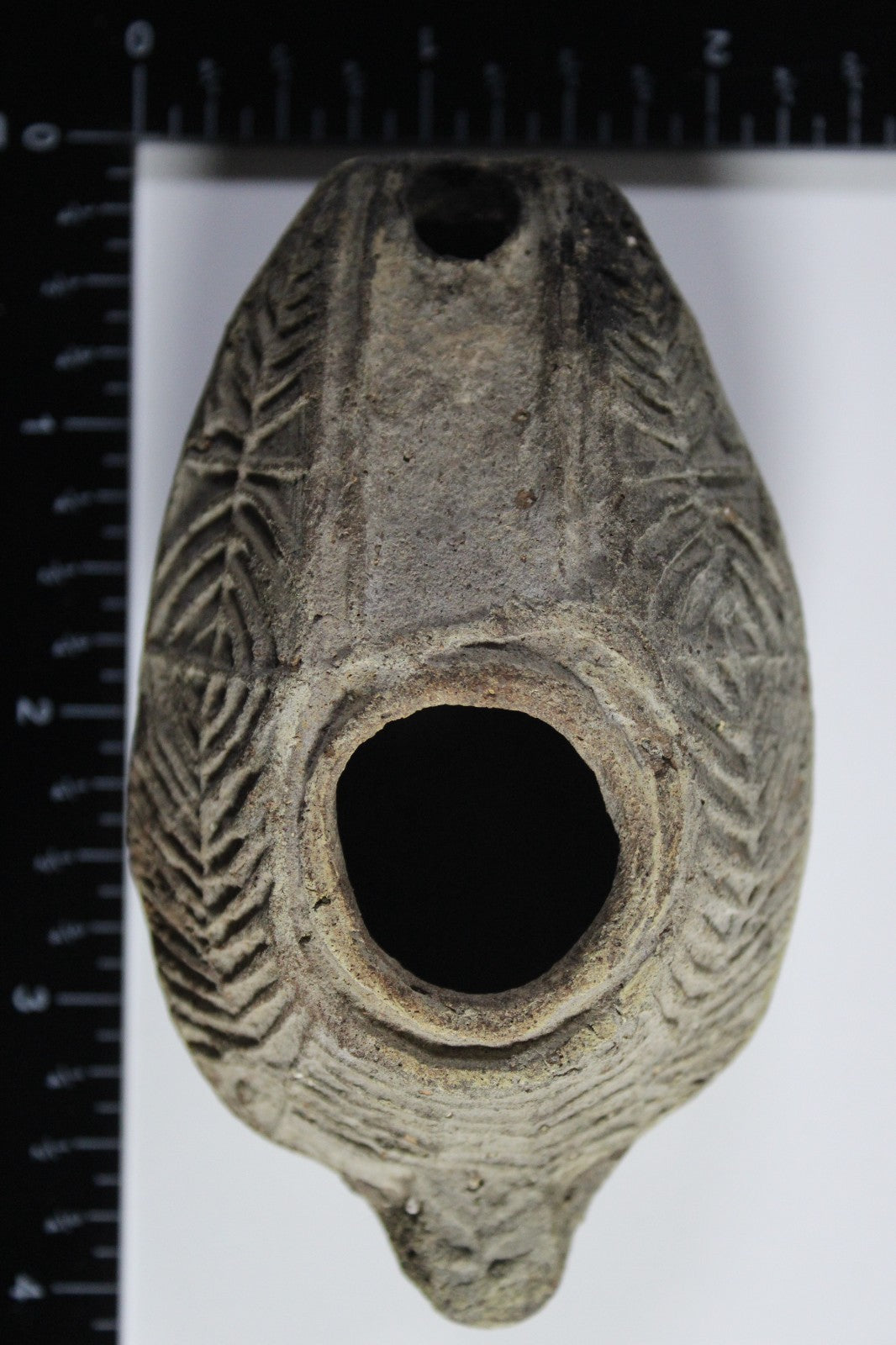 Ancient Holy Land Oil Lamp Artifact 2 Hidden Christian Crosses 300-600 AD COA 97