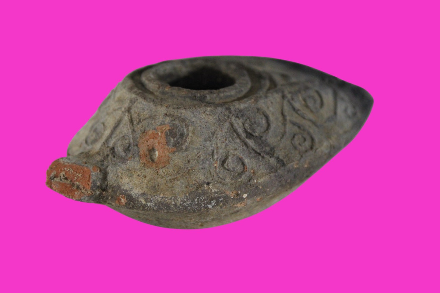 Oil Lamp Holy Land Ancient Artifact Jesus Christ Home Israel 300-600 AD COA 80