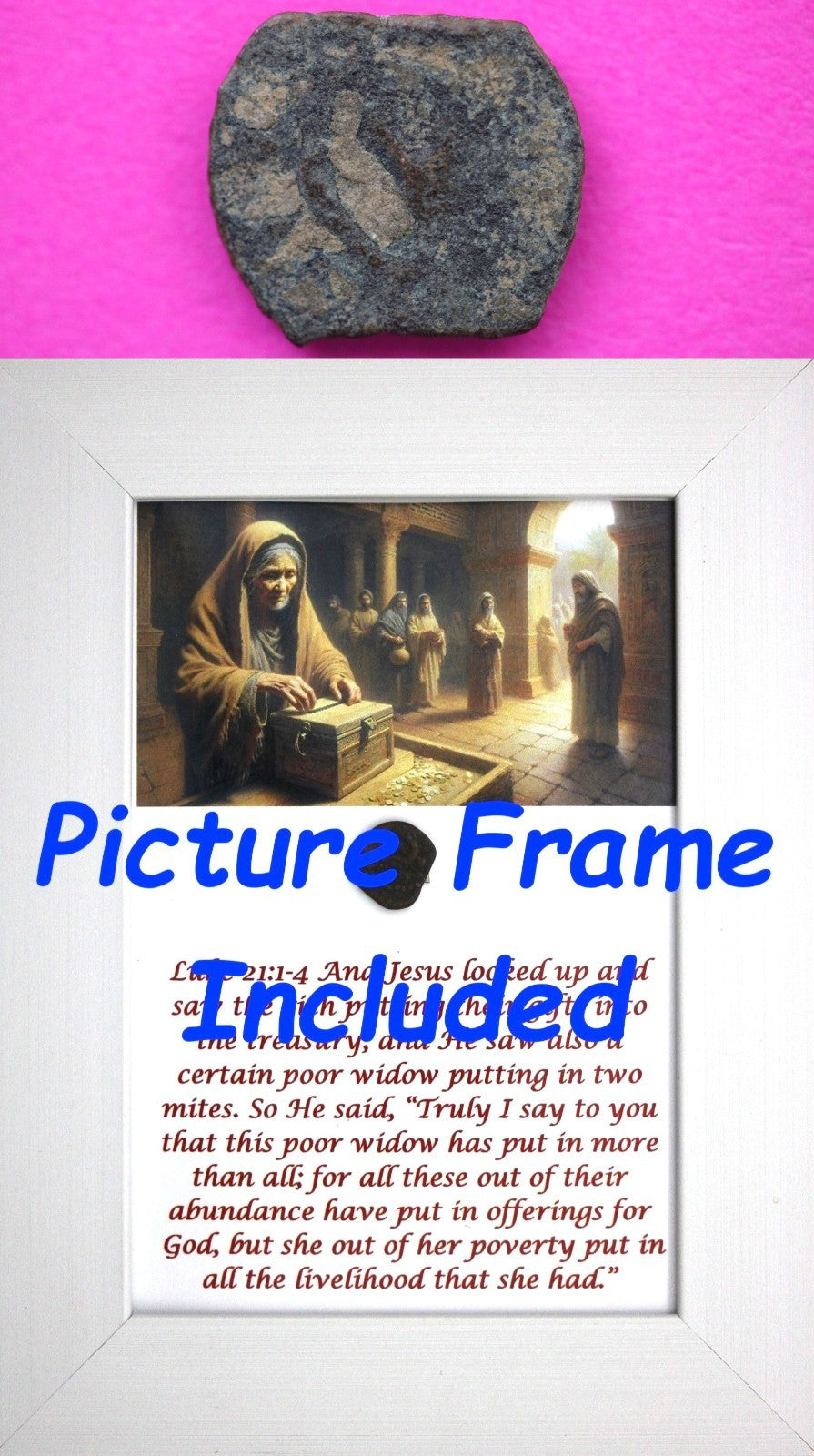 Widows Mite Coin Holy Land Artifact Free Display Frame Jesus Christ Lifetime 141