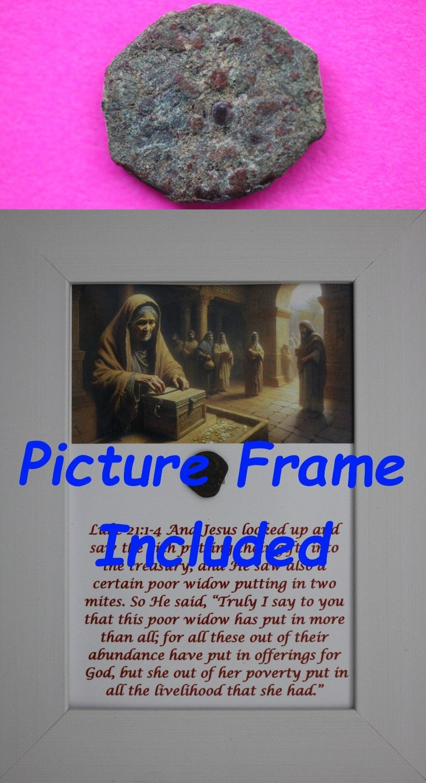 Jesus Christ Lifetime Widow's Mite Holy Land Artifact Free Display Frame COA 13