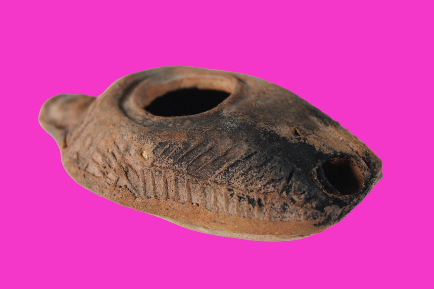 Oil Lamp Holy Land Ancient Artifact Jesus Christ Home Israel 300-600 AD COA 126