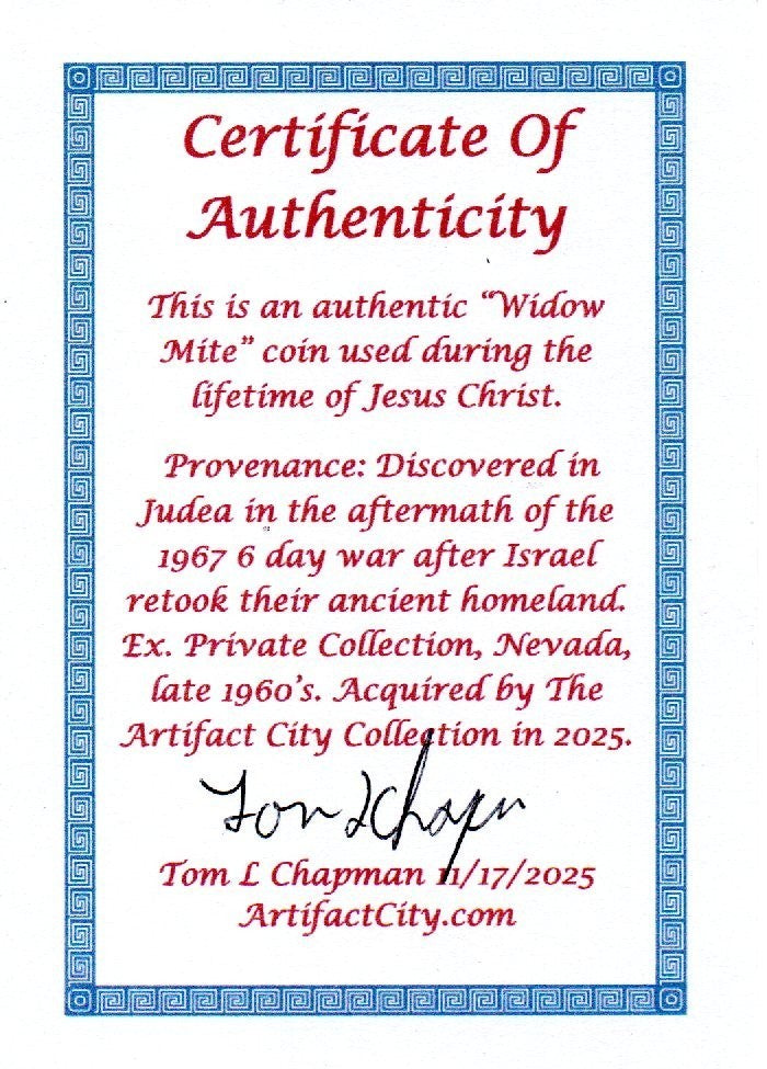 Widows Mite Coin Holy Land Artifact Free Display Frame Jesus Christ Lifetime 74