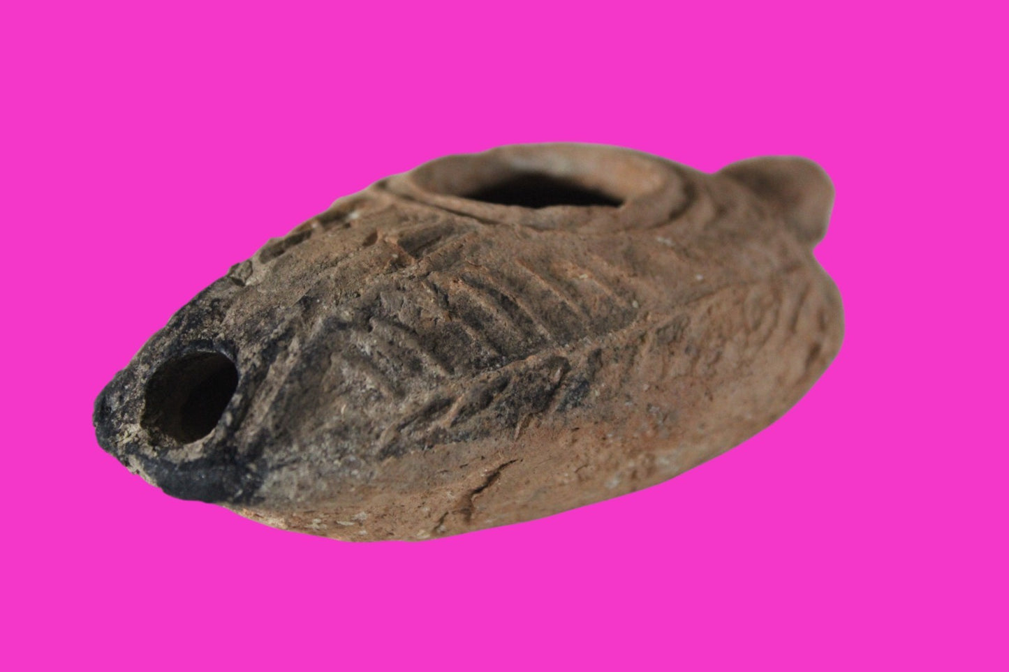 Oil Lamp Holy Land Ancient Artifact Jesus Christ Home Israel 300-600 AD COA 74