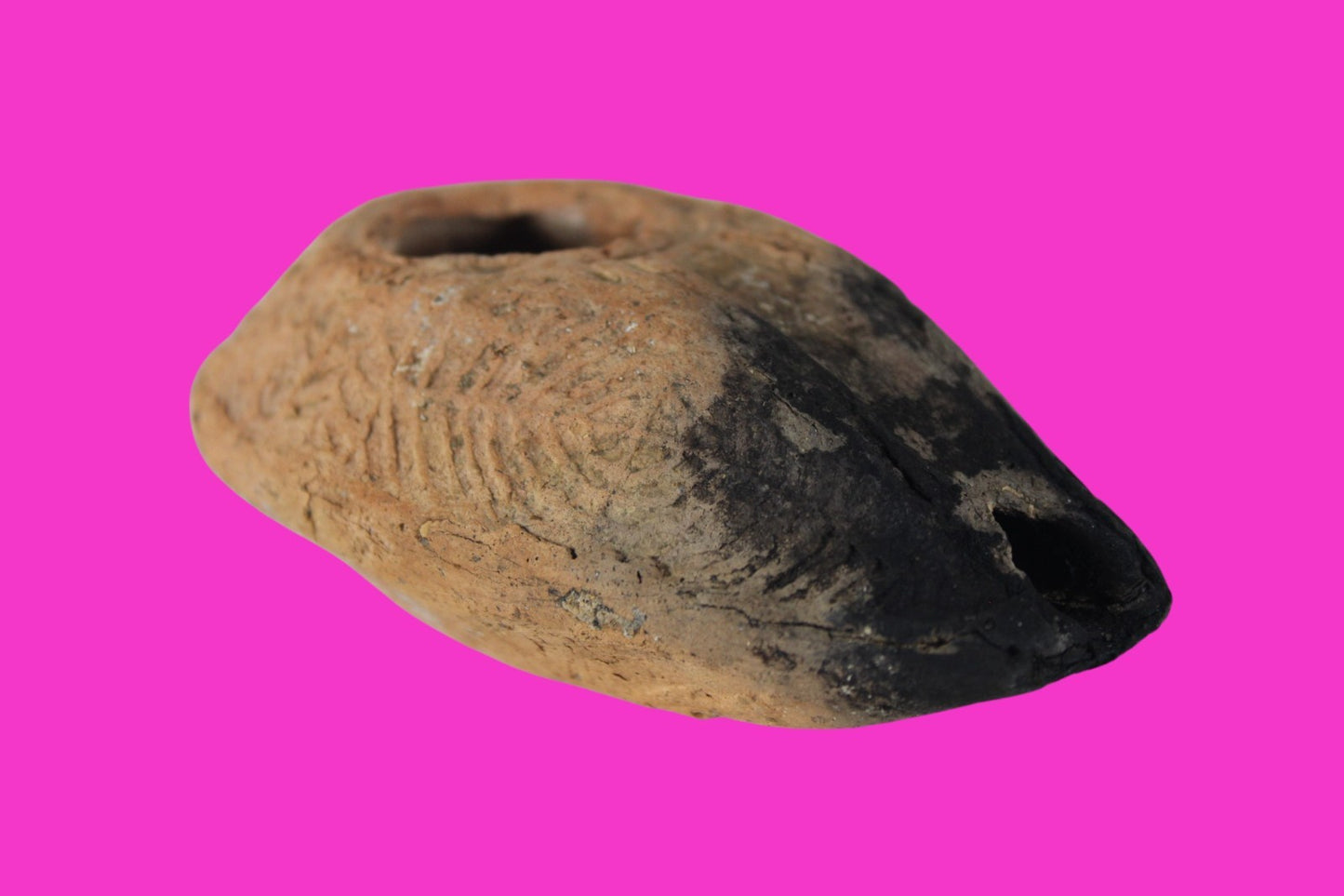 Ancient Holy Land Oil Lamp Artifact 2 Hidden Christian Crosses 300-600AD COA 135