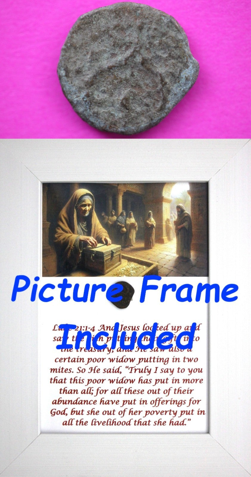 Widows Mite Coin Holy Land Artifact Free Display Frame Jesus Christ Lifetime 89
