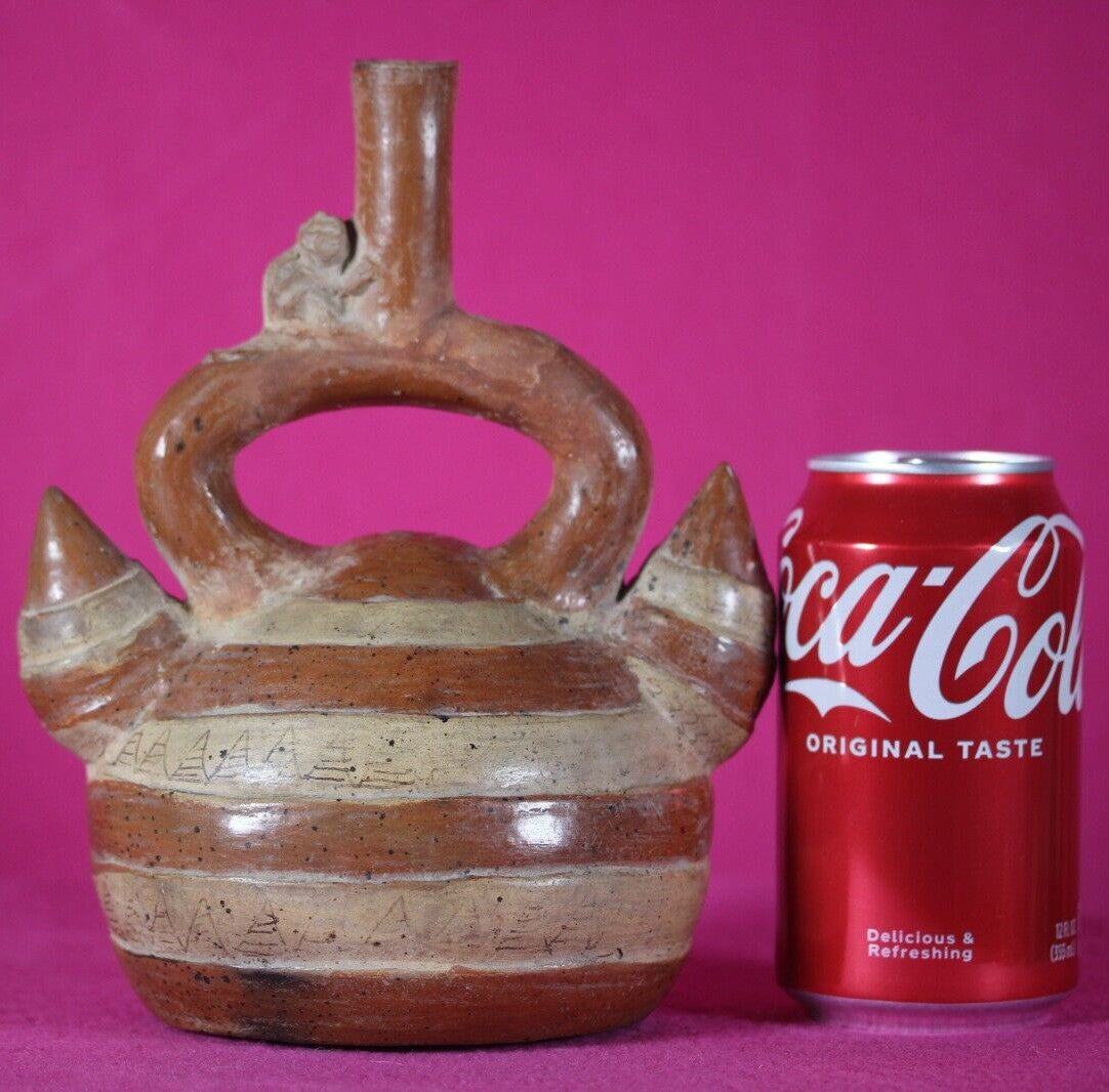 Ex Sotheby's Authentic Pre Columbian Artifact Inca Monkey Tuber Stirrup Jar T102