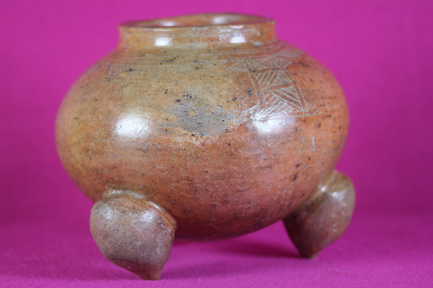 Pre Columbian Artifact Incised Tripod Bowl Nicoya 800-1200 AD Authentic COA J02