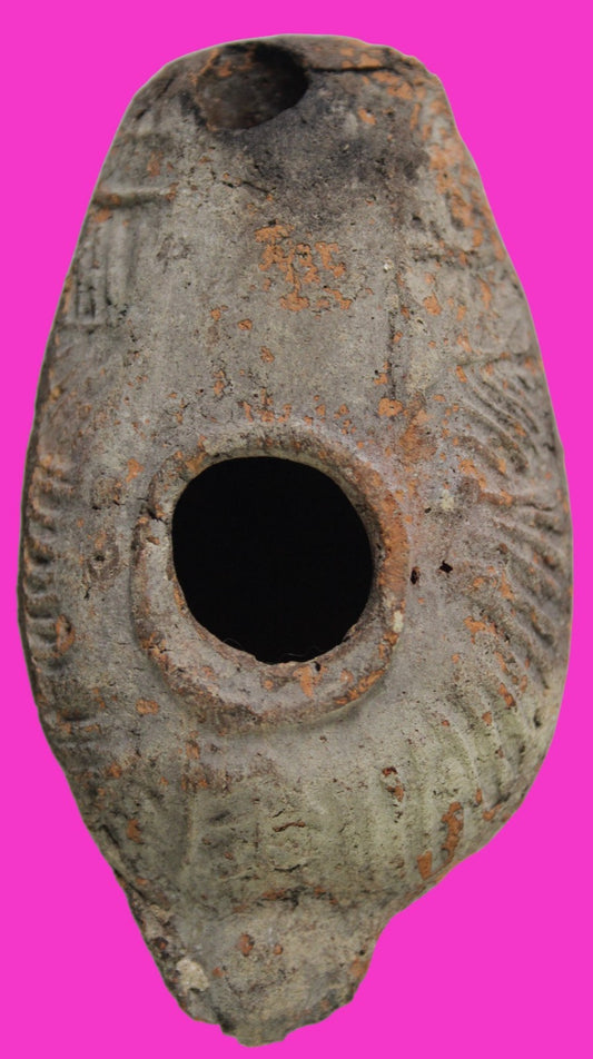 Oil Lamp Holy Land Ancient Artifact Jesus Christ Home Israel 300-600 AD COA 115