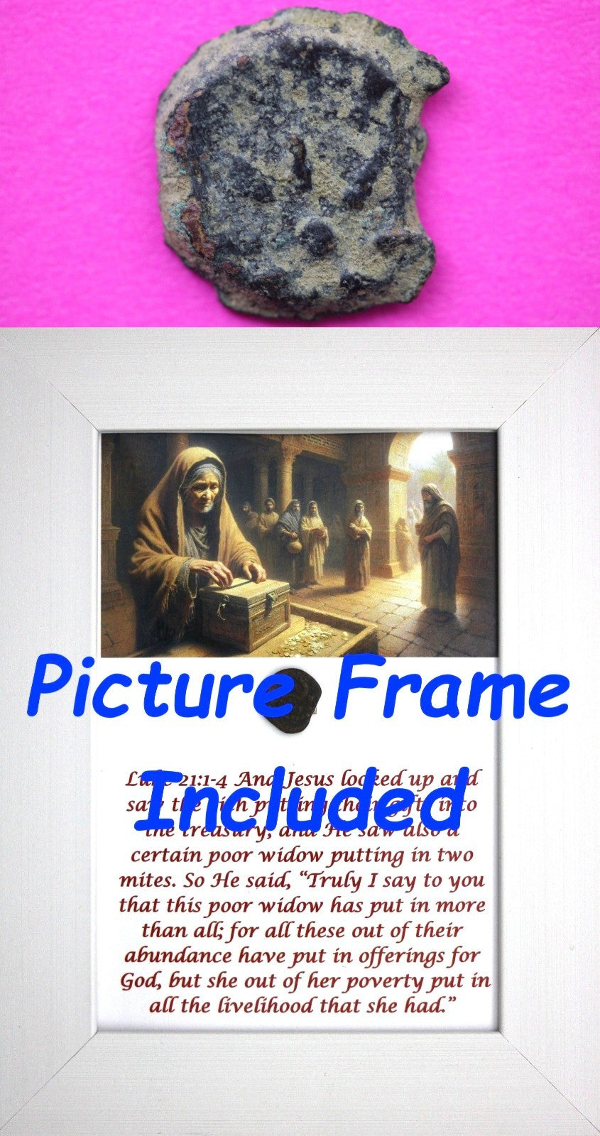 Widows Mite Coin Holy Land Artifact Free Display Frame Jesus Christ Lifetime 166