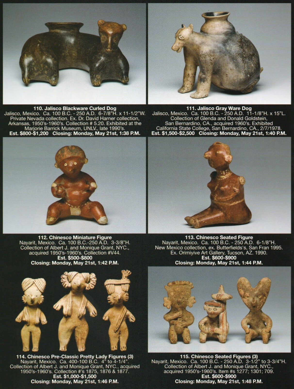 Pre Columbian Artifacts Price & Value Guide Arte Primitivo Auction Catalog #89