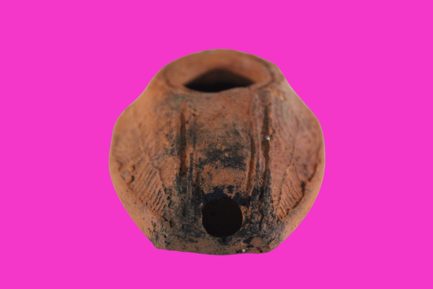 Ancient Holy Land Oil Lamp Artifact 2 Hidden Christian Crosses 300-600 AD COA 77