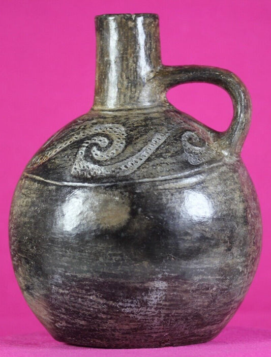 Pre Columbian Artifact Moche Incised Pottery Jar 100-800 AD Authentic COA J26