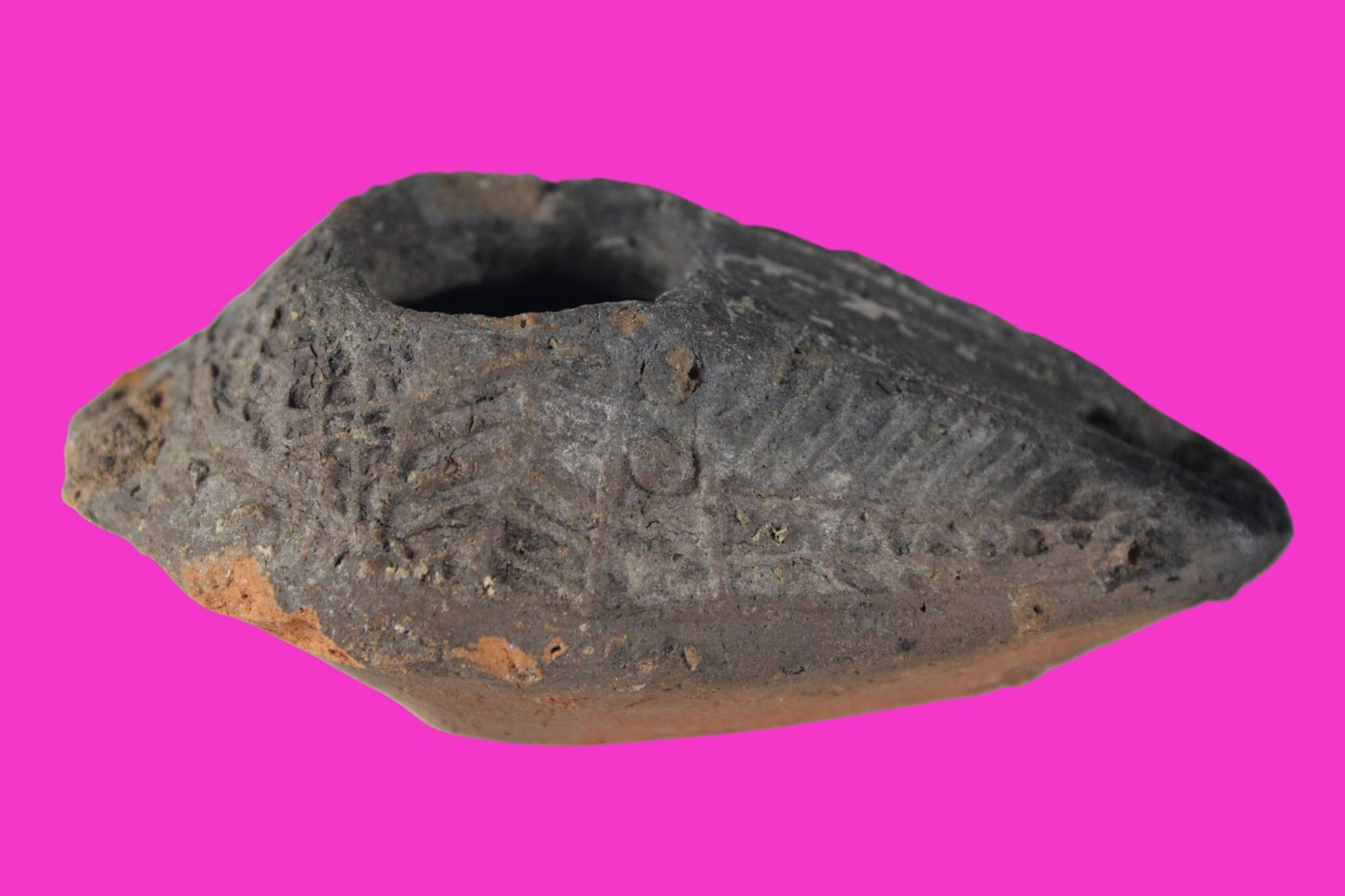 Oil Lamp Holy Land Ancient Artifact Jesus Christ Home Israel 300-600 AD COA 132