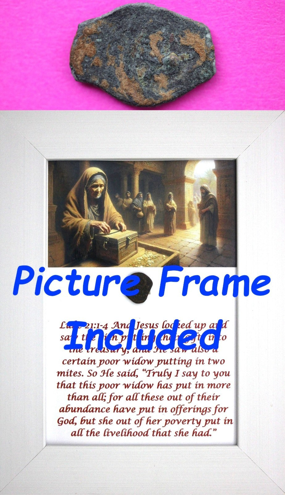 Widows Mite Coin Holy Land Artifact Free Display Frame Jesus Christ Lifetime 189