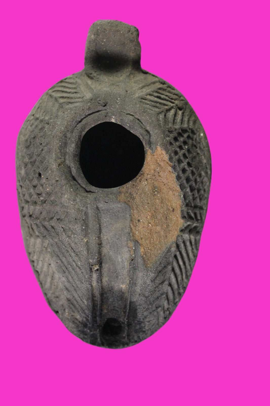 Oil Lamp Holy Land Ancient Artifact Jesus Christ Home Israel 300-600 AD COA 75