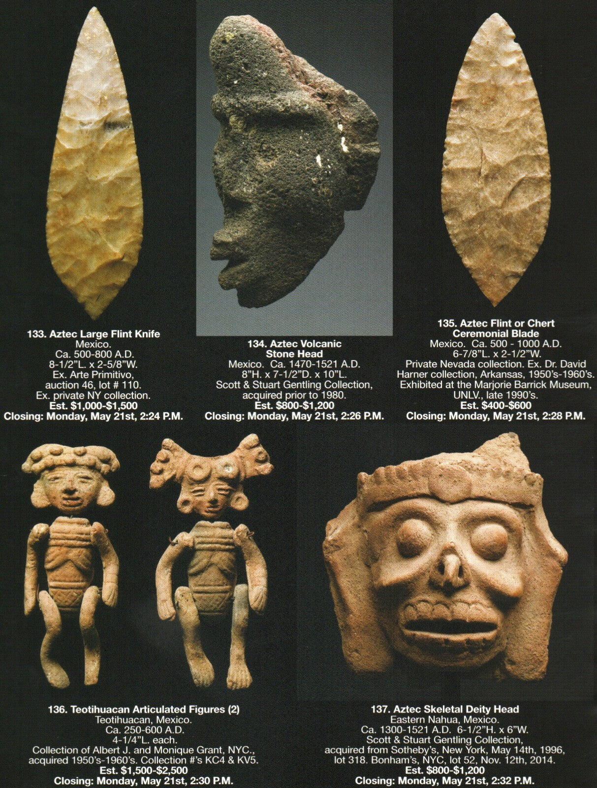 Pre Columbian Artifacts Price & Value Guide Arte Primitivo Auction Catalog #89