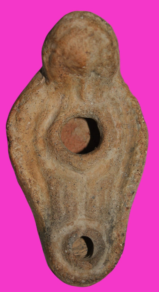 Oil Lamp Holy Land Ancient Artifact Jesus Christ Home Israel 100-400 AD COA J122