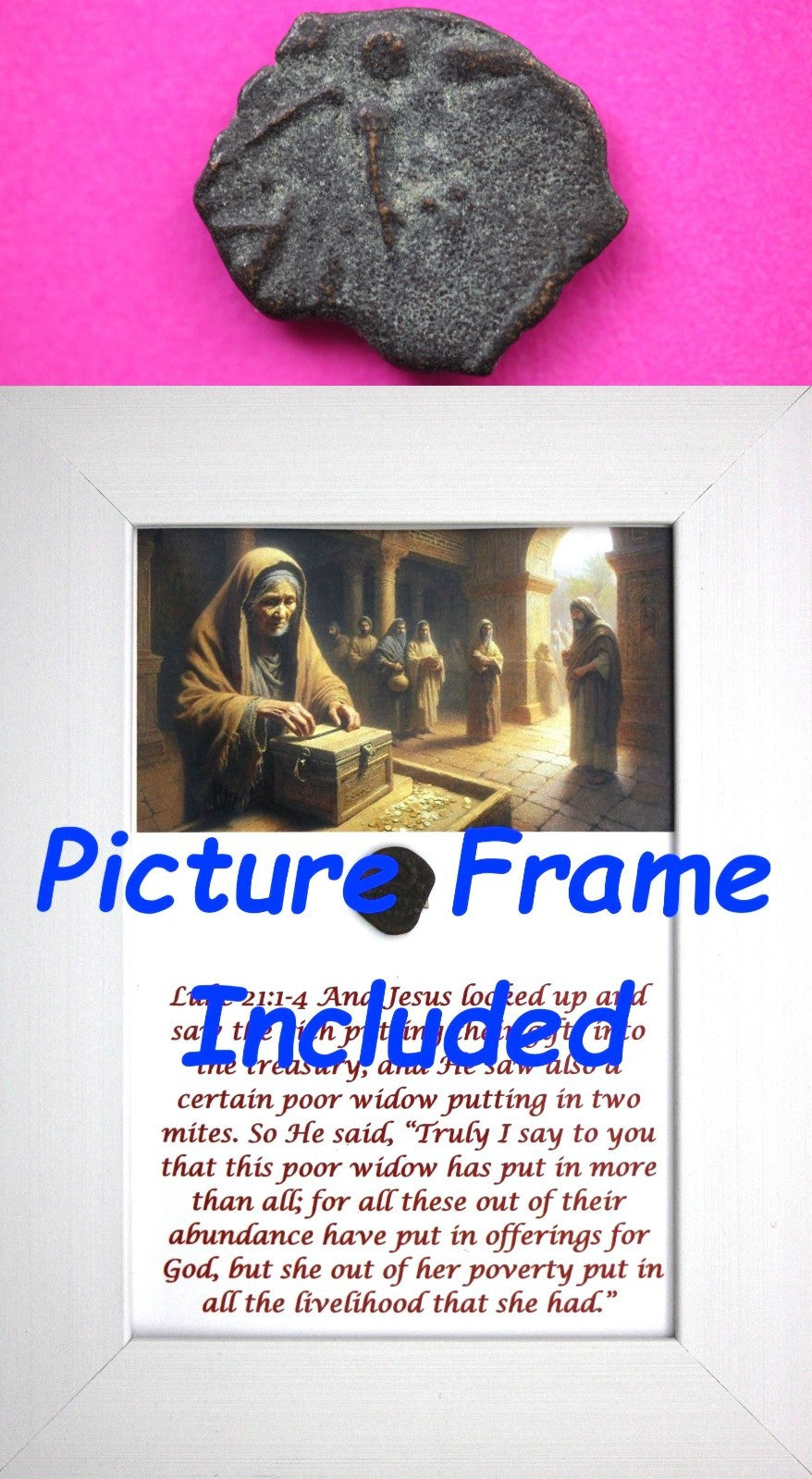 Widows Mite Coin Holy Land Artifact Free Display Frame Jesus Christ Lifetime 184