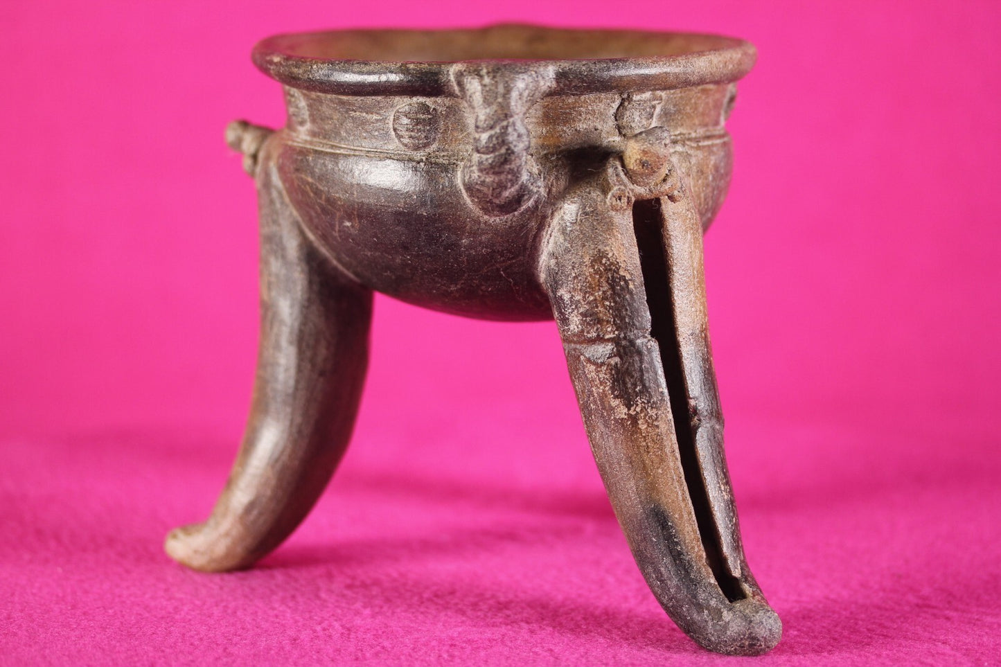 Pre Columbian Artifact Rattle Tripod Bowl Chiriqui 900-1400 AD Authentic J65