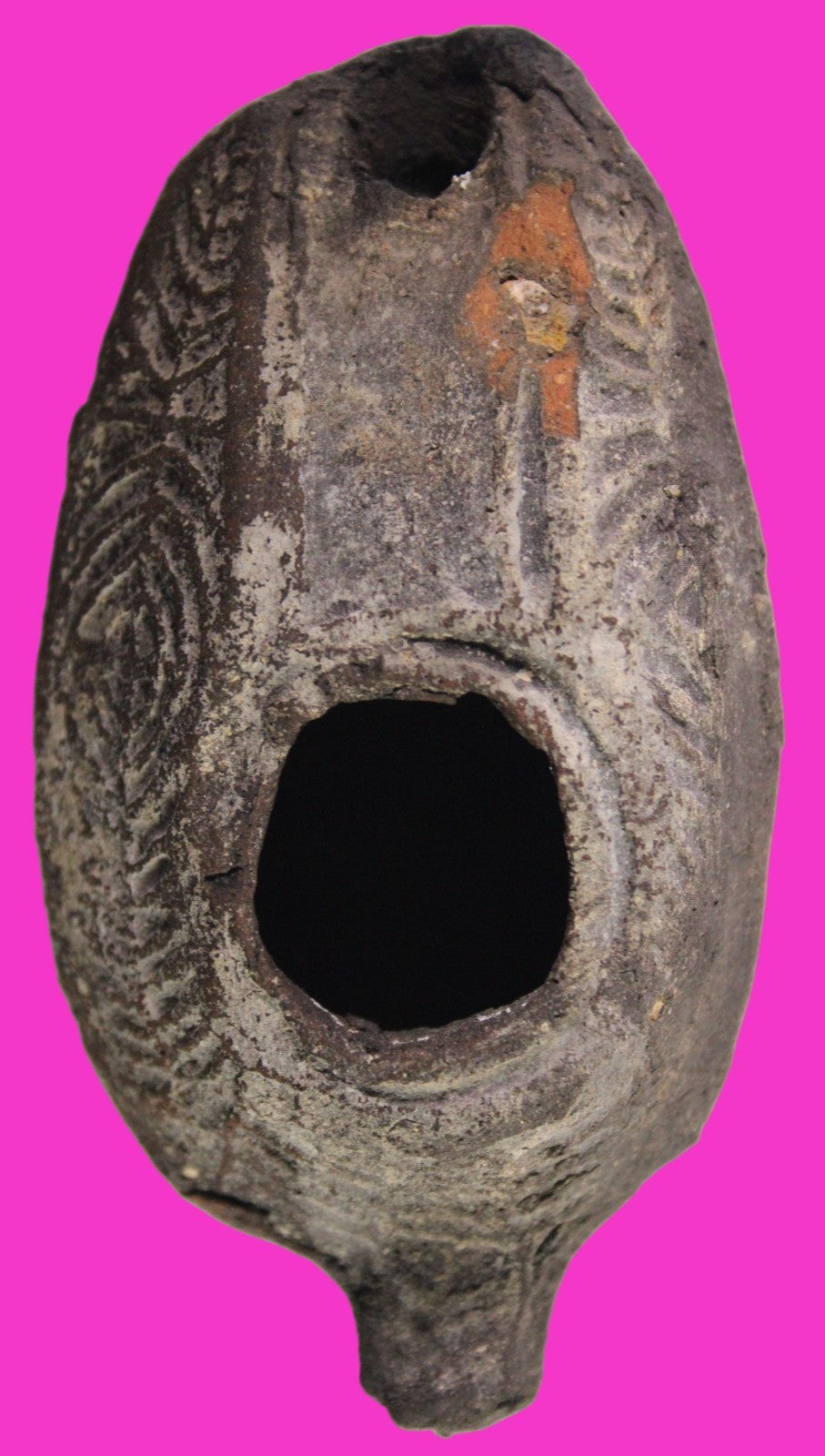 Oil Lamp Holy Land Ancient Artifact Jesus Christ Home Israel 300-600 AD COA 73