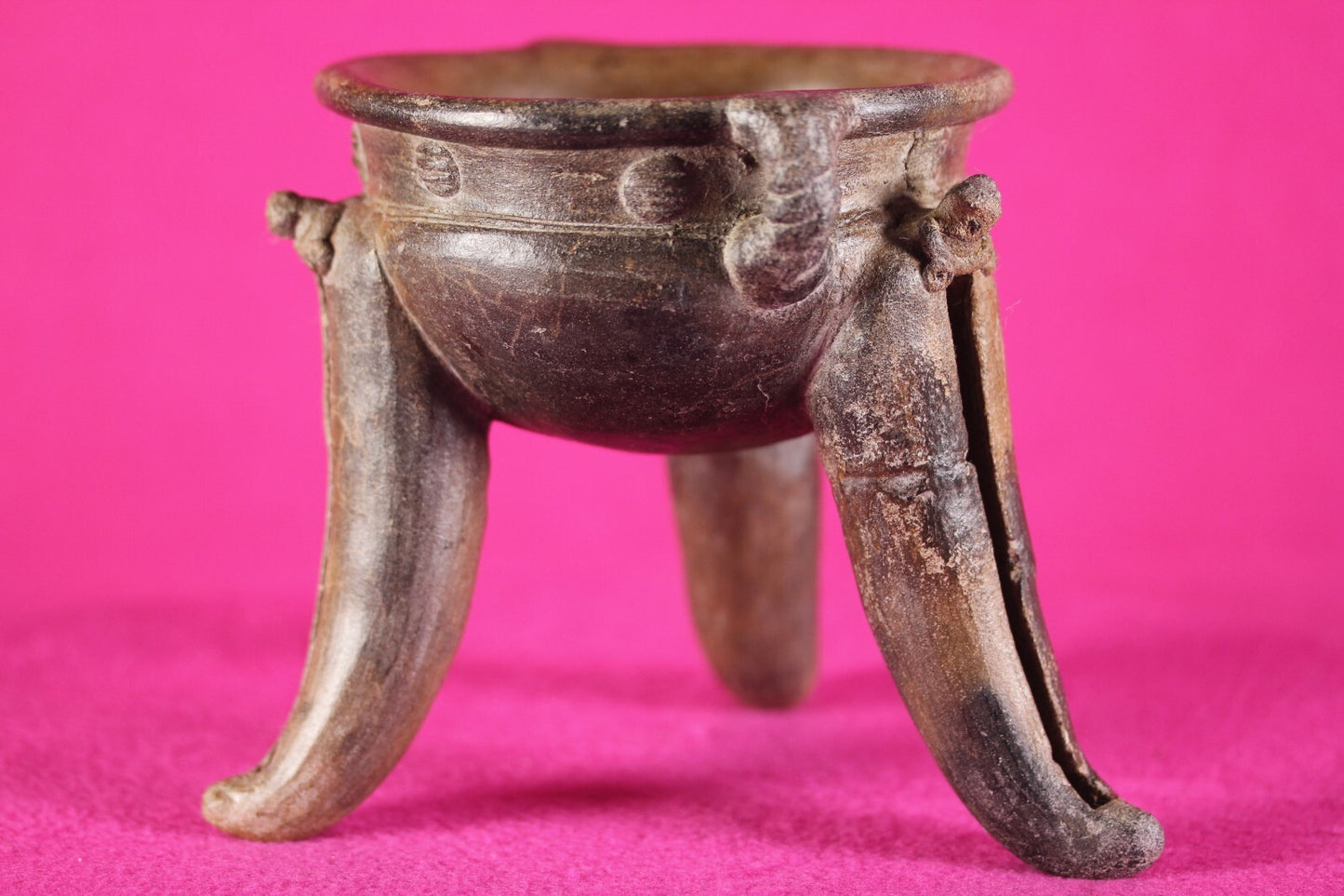 Pre Columbian Artifact Rattle Tripod Bowl Chiriqui 900-1400 AD Authentic J65