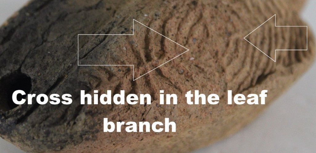 Ancient Holy Land Oil Lamp Artifact 2 Hidden Christian Crosses 300-600 AD COA 79