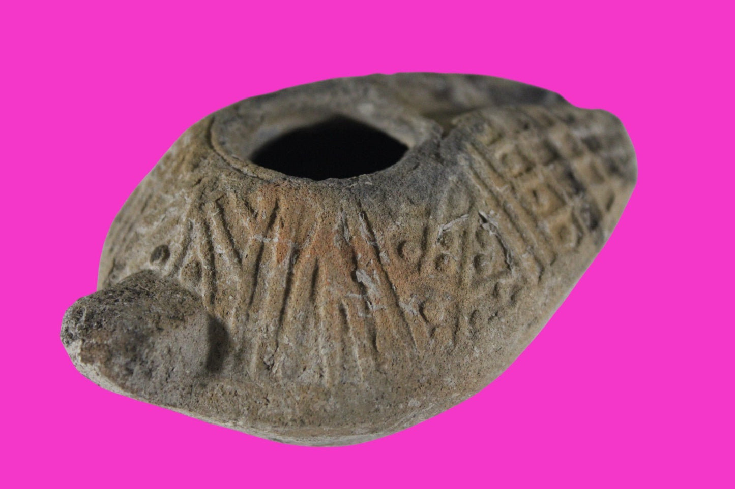 Oil Lamp Holy Land Ancient Artifact Jesus Christ Home Israel 300-600 AD COA J152