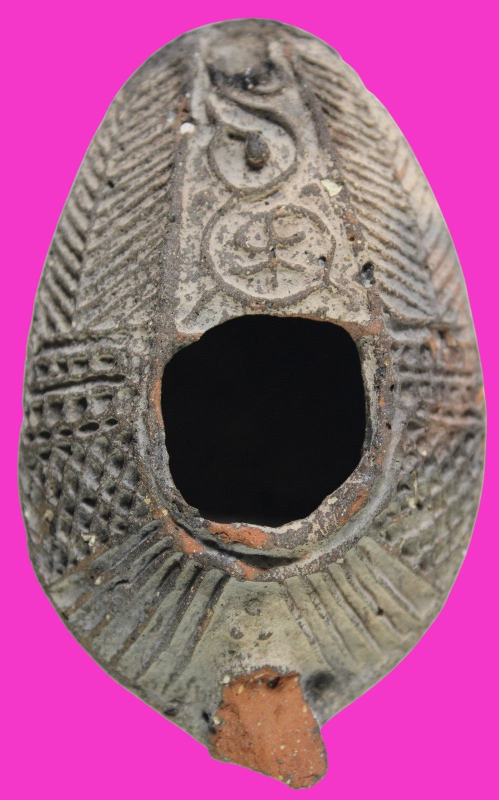 Oil Lamp Holy Land Ancient Artifact Jesus Christ Home Israel 300-600 AD COA 119