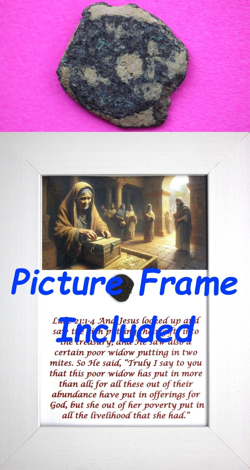 Widows Mite Coin Holy Land Artifact Free Display Frame Jesus Christ Lifetime 104