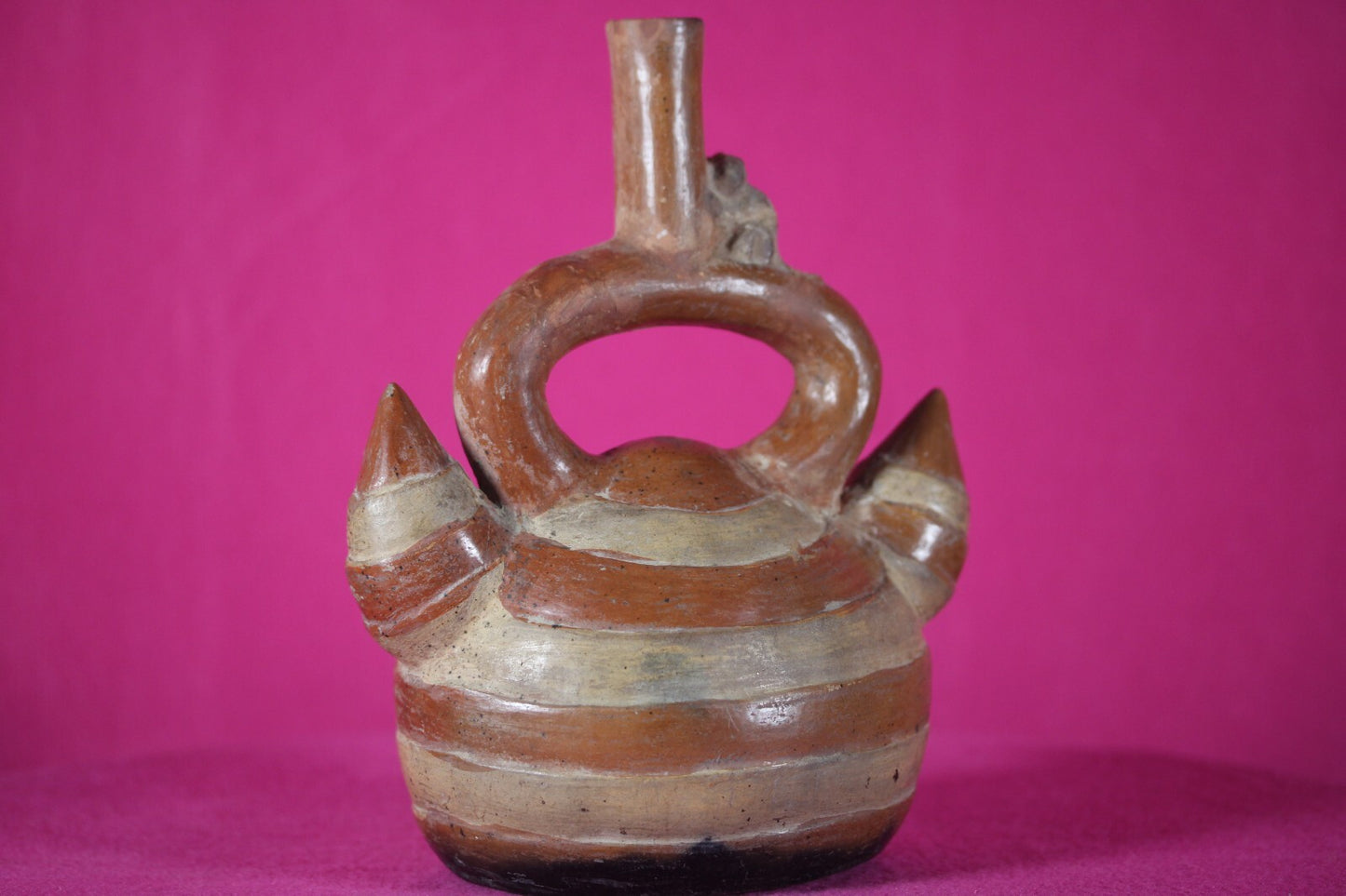 Ex Sotheby's Authentic Pre Columbian Artifact Inca Monkey Tuber Stirrup Jar T102