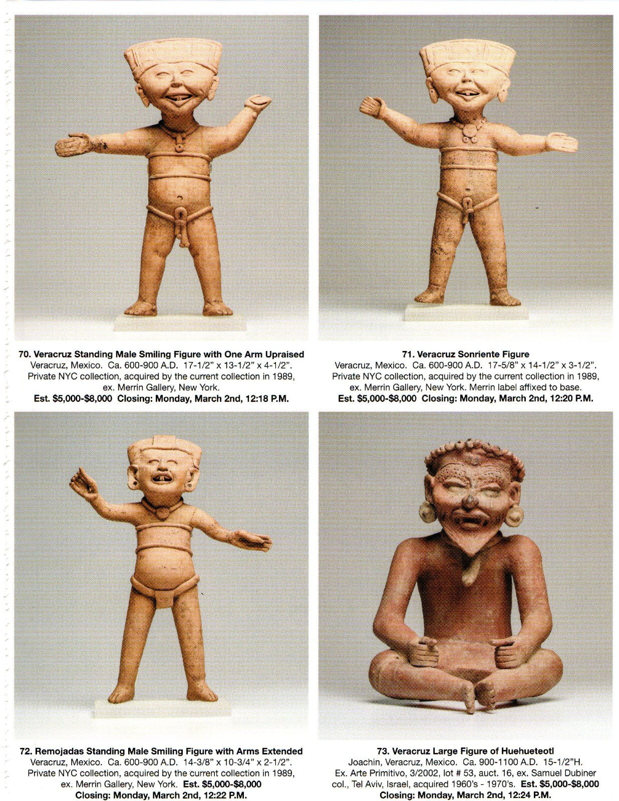 Pre Columbian Artifacts Price & Value Guide Arte Primitivo Auction Catalog #97