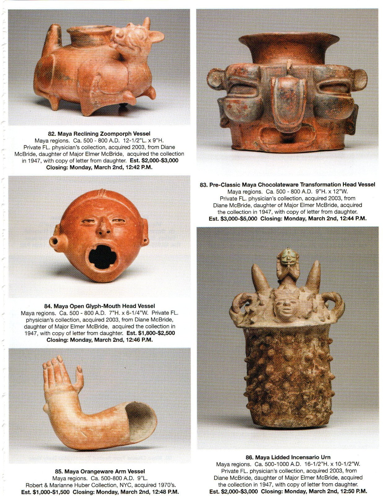 Pre Columbian Artifacts Price & Value Guide Arte Primitivo Auction Catalog #97