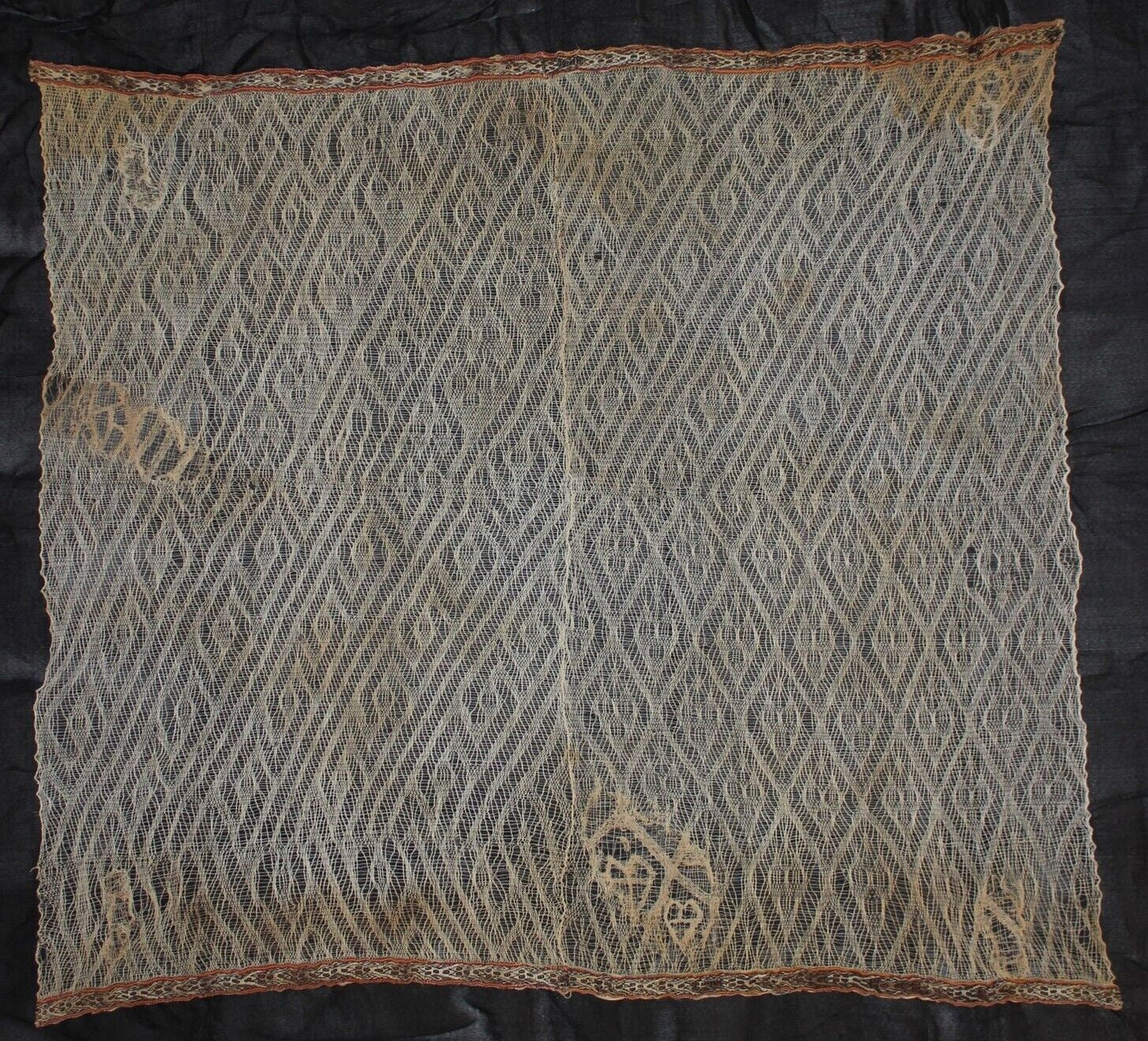 Pre Columbian Authentic Chancay Lace Textile Shroud Spooky Spirits COA