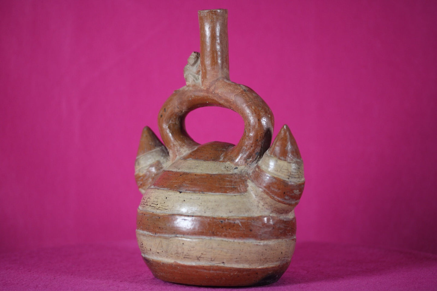 Ex Sotheby's Authentic Pre Columbian Artifact Inca Monkey Tuber Stirrup Jar T102