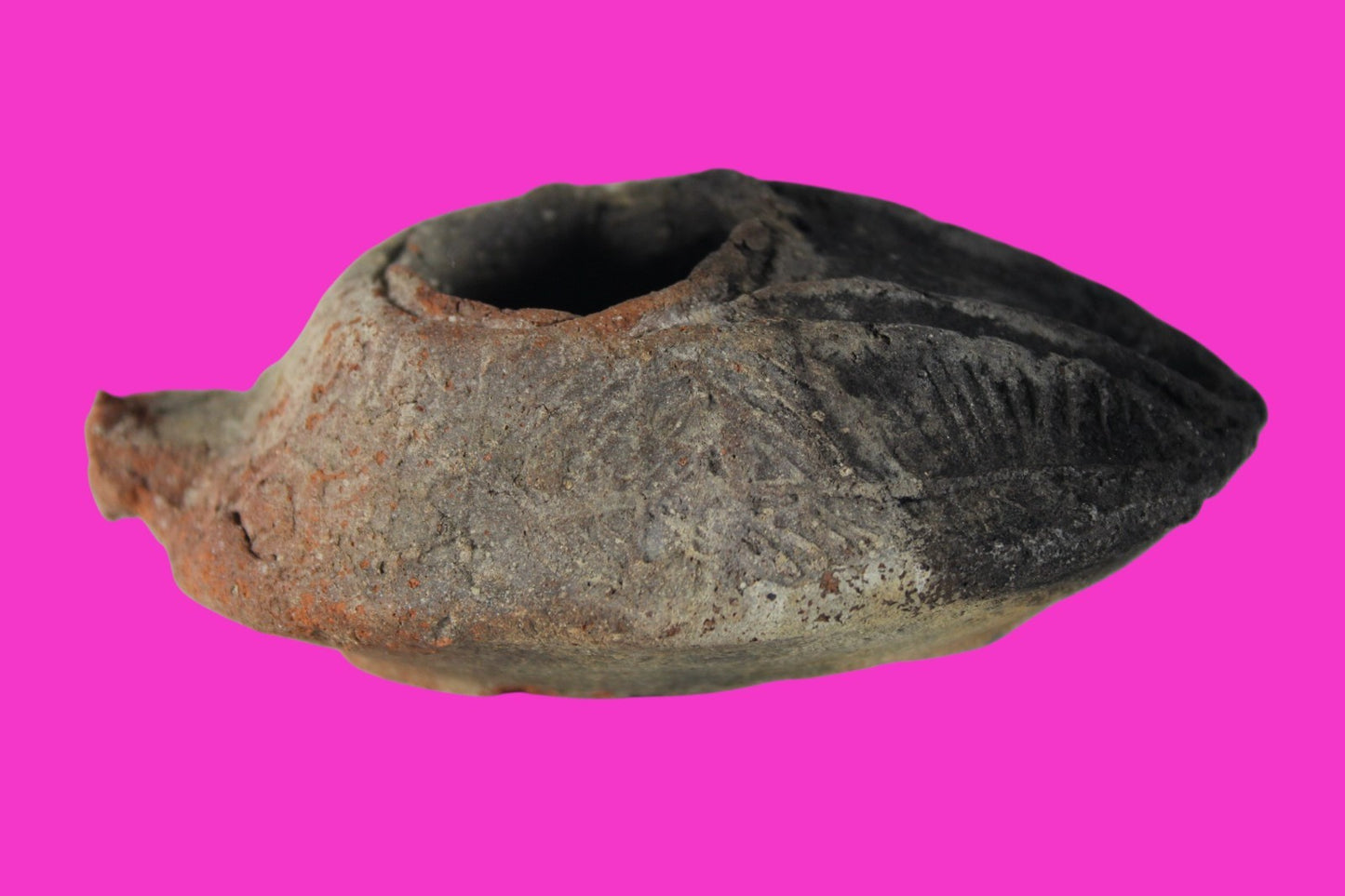 Ancient Holy Land Oil Lamp Artifact A Hidden Christian Cross 300-600AD COA 134